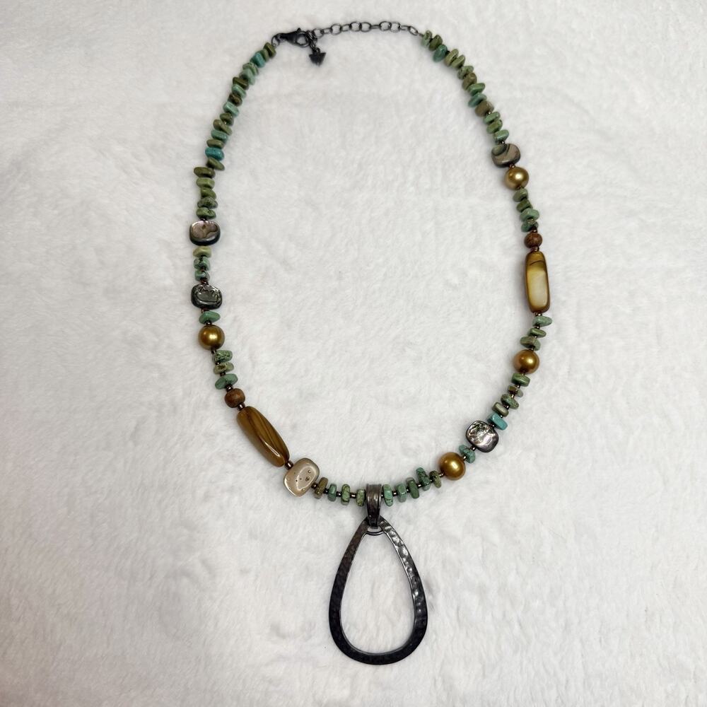 SILPADA Sterling 925 Teardrop Pendant Turquoise Pearl Howlite Necklace